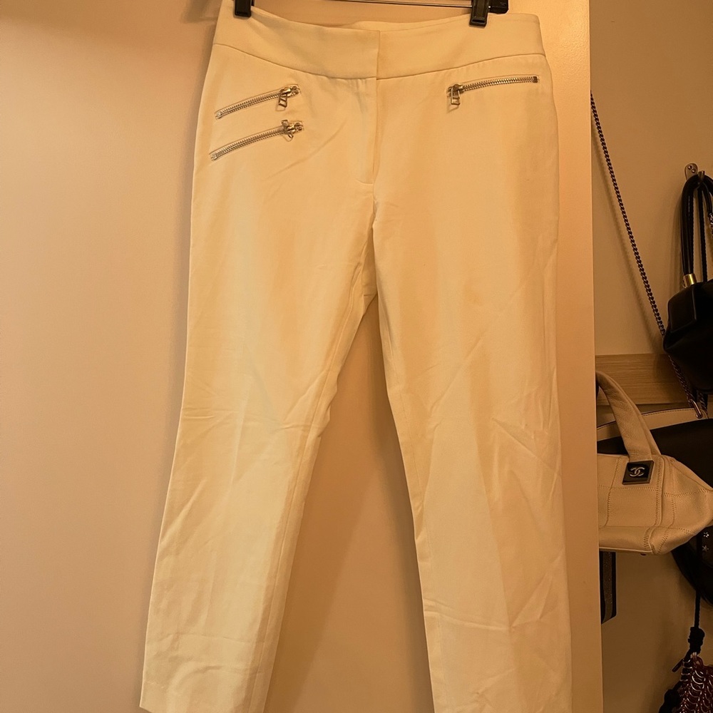 veronica beard white size 6 cotton w stretch white pants